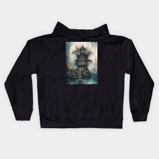 Gothic Futurism House in the Old Ancient Woods Kids Hoodie